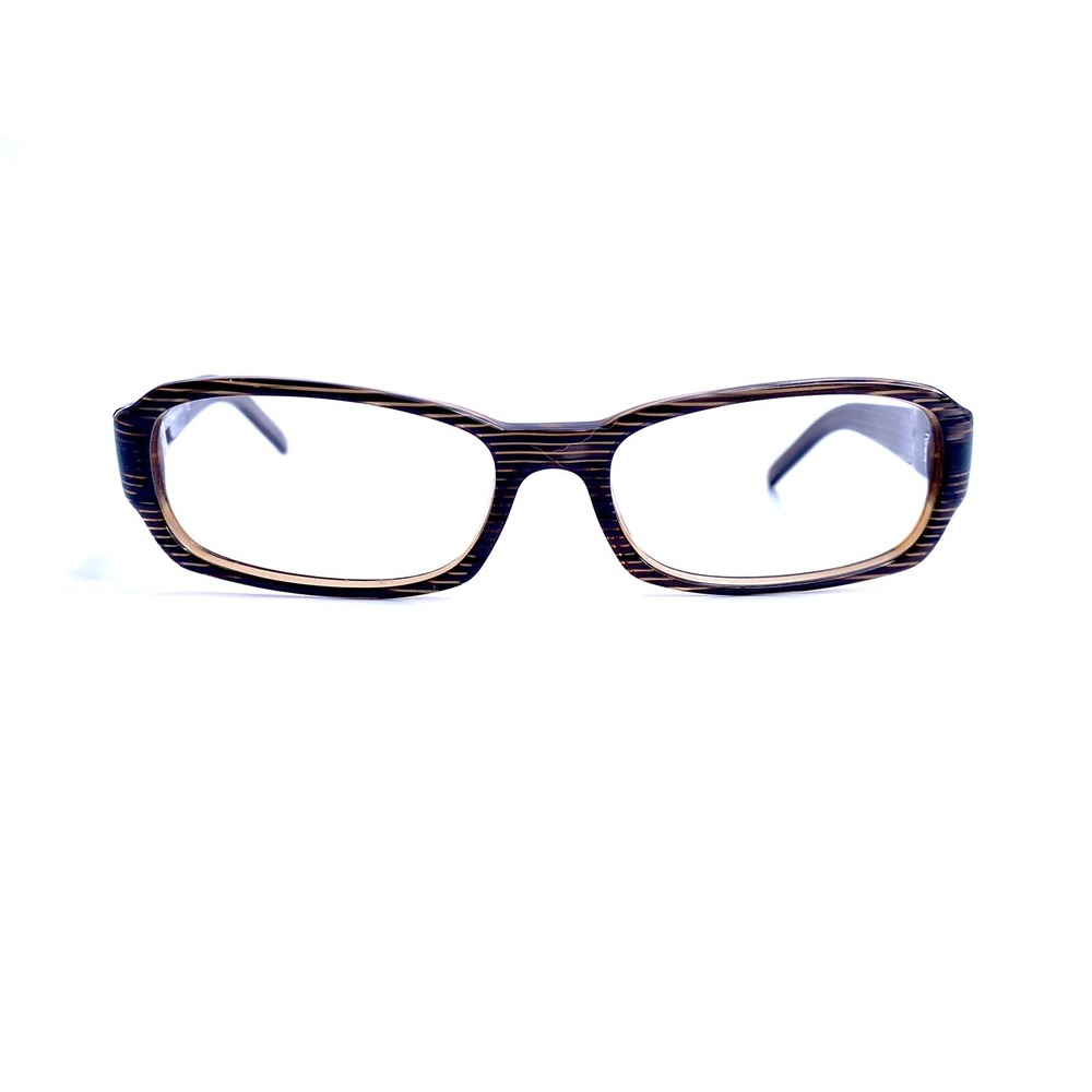 Versace Brown Gray Striped Rectangular Eyeglasses Italy MOD 3072 575 53 16 135